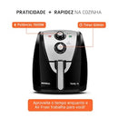 Fritadeira Elétrica Sem Óleo Air Fryer Mondial AFN40BI Family Inox 4L Preta/Inox
